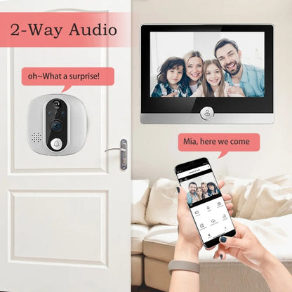 W1 4.3 inch 1080P WiFi Smart Visual Electronic Doorbell Support PIR Motion Detection, W1