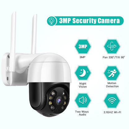 QX29 3.0MP HD WiFi IP Camera, Support Night Vision & Motion Detection & Two Way Audio & TF Card, AU Plug, QX29