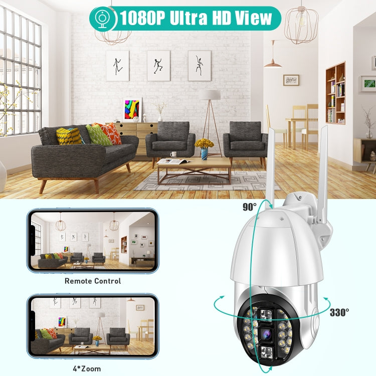 QX33 1080P Panoramic PTZ 360 Degree Rotating WIFI Camera, Support Day and Night Full Color & Two-way Voice Intercom & Motion Detection Alarm & Video Playback & 64GB TF Card, AU Plug, QX33