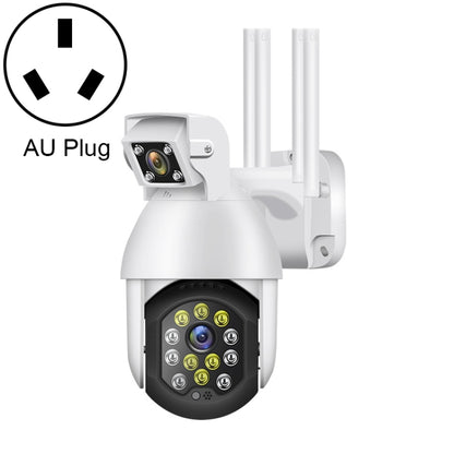 QX41 1080P 2.0MP Dual Lens IP66 Waterproof Panoramic PTZ WIFI Camera, Support Day and Night Full Color & Two-way Voice Intercom & Smart Alarm & Video Playback & 128GB TF Card, AU Plug, QX41