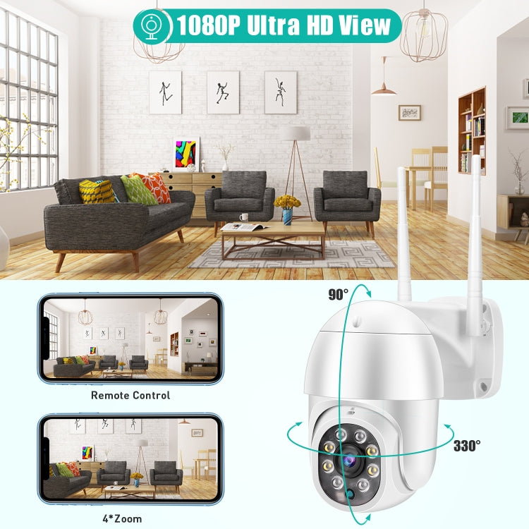 QX43-2 1080P 2.0MP Lens IP66 Waterproof PTZ Rotating WIFI Camera, Support Infrared Night Vision & Two-way Voice Intercom & Motion Detection & 128GB TF Card, AU Plug, QX43-2