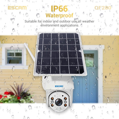 ESCAM QF280 HD 1080P IP66 Waterproof WiFi Solar Panel PT IP Camera without Battery, Support Night Vision / Motion Detection / TF Card / Two Way Audio, without Battery