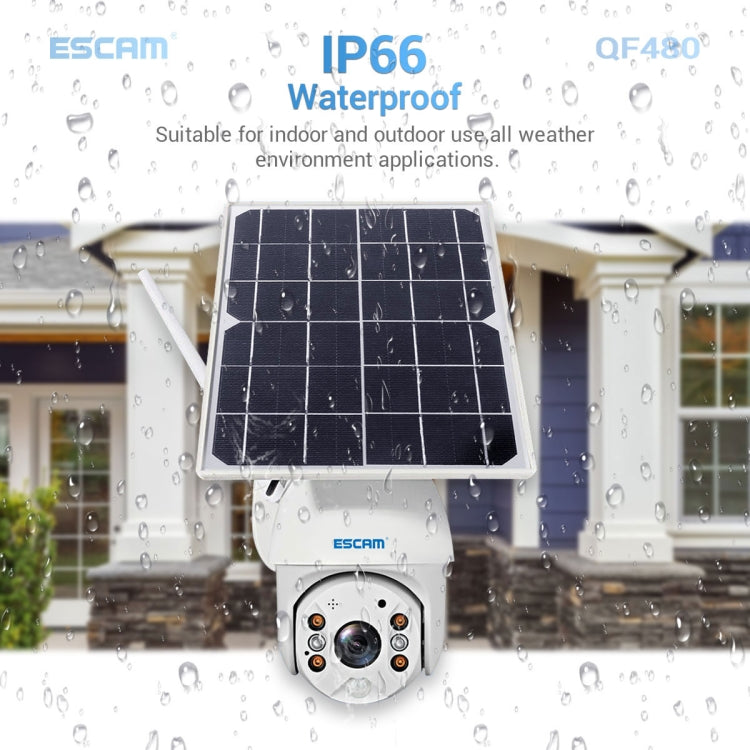 ESCAM QF480 US Version HD 1080P IP66 Waterproof 4G Solar Panel PT IP Camera without Battery, Support Night Vision / Motion Detection / TF Card / Two Way Audio, without Battery(US Version)