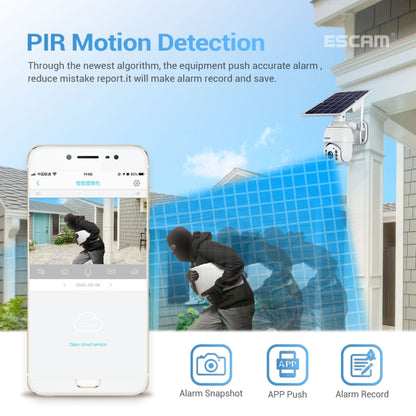 ESCAM QF480 US Version HD 1080P IP66 Waterproof 4G Solar Panel PT IP Camera with Battery, Support Night Vision / Motion Detection / TF Card / Two Way Audio, with Battery(US Version)