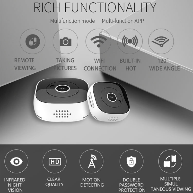 H9 Mini HD 1280 x 720P 120 Degree Wide Angle Wearable Smart Wireless WiFi Surveillance Camera, H9 Black, H9 White