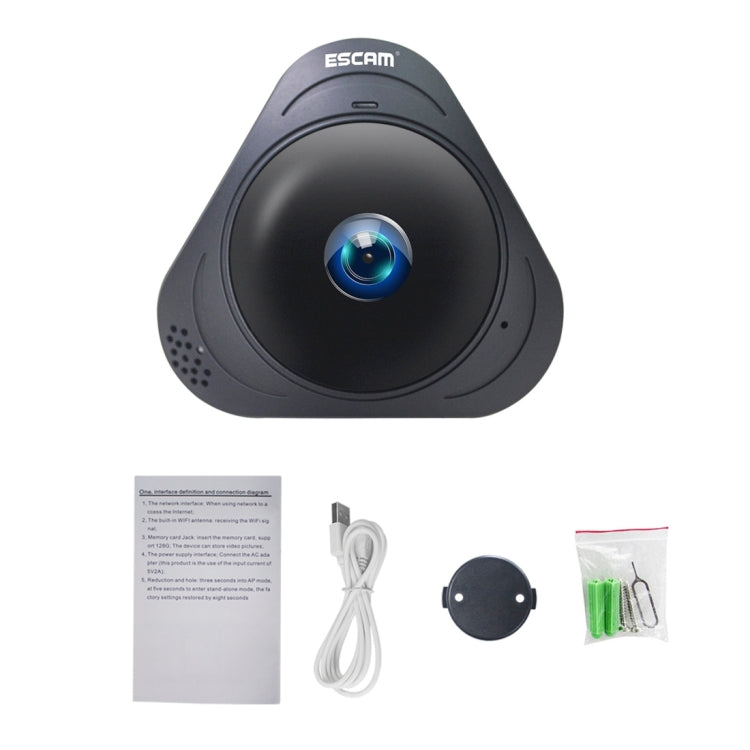 ESCAM Q8 960P 360 Degrees Fisheye Lens 1.3MP WiFi IP Camera, Support Motion Detection / Night Vision, IR Distance: 5-10m, AU Plug, Q8 EU Plug, Q8 UK Plug, Q8 US Plug, Q8  AU Plug