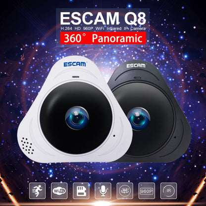 ESCAM Q8 960P 360 Degrees Fisheye Lens 1.3MP WiFi IP Camera, Support Motion Detection / Night Vision, IR Distance: 5-10m, AU Plug, Q8 EU Plug, Q8 UK Plug, Q8 US Plug, Q8  AU Plug