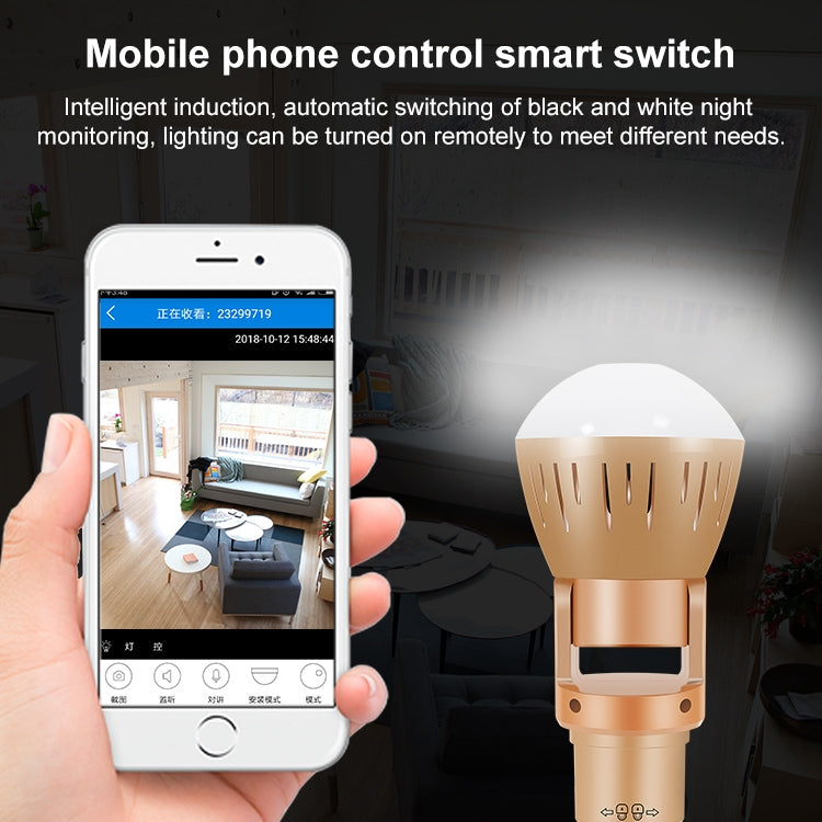 DP3 1.3 Megapixel Panoramic Universal Light Bulb Camera Mobile Phone Remote Installation Home Network HD Monitoring, 1.3 Megapixel Panoramic