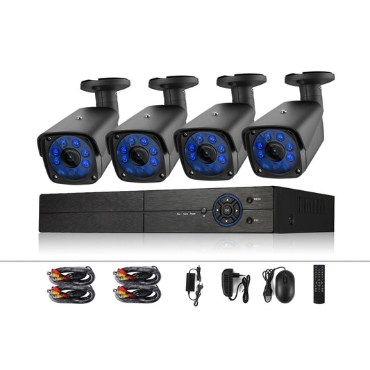 A4B3 / Kit 4CH 1080N Surveillance DVR System and 720P 1.0MP HD Weatherproof CCTV Bullet Camera, Support Infrared Night Vision & P2P & QR Code Scan Remote Access, A4B3 / Kit 4CH Black, A4B3 / Kit 4CH White