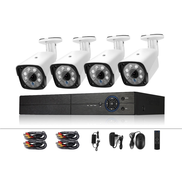 A4B3 / Kit 4CH 1080N Surveillance DVR System and 720P 1.0MP HD Weatherproof CCTV Bullet Camera, Support Infrared Night Vision & P2P & QR Code Scan Remote Access, A4B3 / Kit 4CH Black, A4B3 / Kit 4CH White