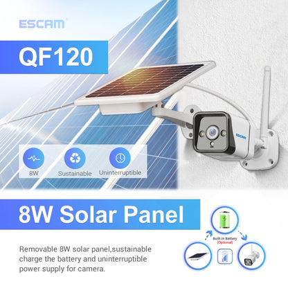 ESCAM QF120 1080P IP66 Waterproof WiFi IP Camera with Solar Panel, Support Night Vision & Motion Detection & Two Way Audio & TF Card, without Battery