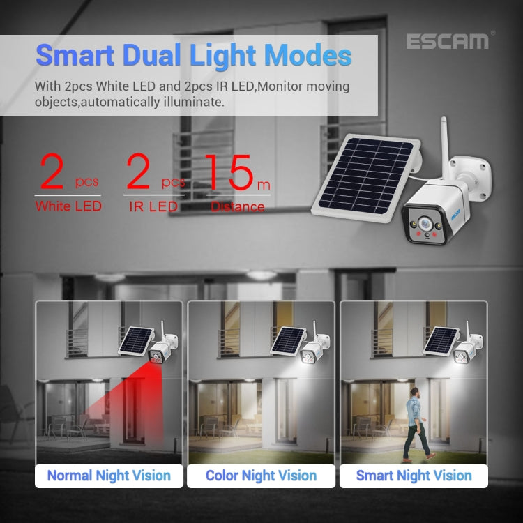 ESCAM QF120 1080P IP66 Waterproof WiFi IP Camera with Solar Panel, Support Night Vision & Motion Detection & Two Way Audio & TF Card, without Battery