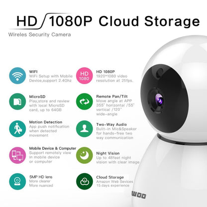 Anpwoo Snowman 1080P HD WiFi IP Camera, Support Motion Detection & Infrared Night Vision & TF Card(Max 64GB), Snowman