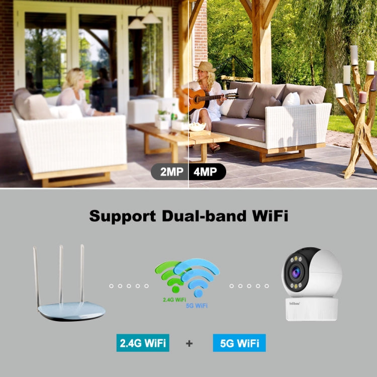 SriHome SH046 4.0 Million Pixels FHD Low Power Consumption Wireless Home Security Camera System, SH046