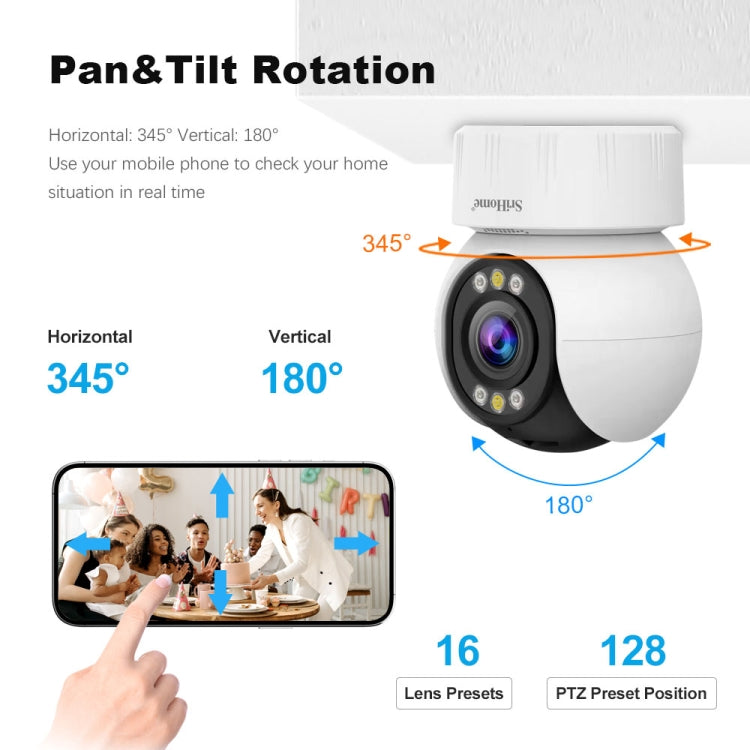 SriHome SH046 4.0 Million Pixels FHD Low Power Consumption Wireless Home Security Camera System, SH046