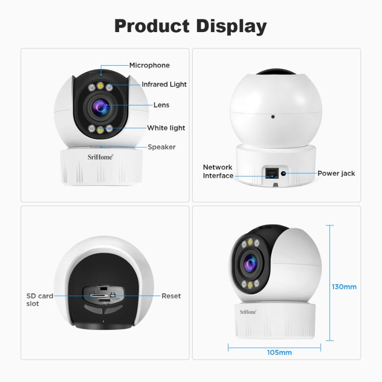 SriHome SH046 4.0 Million Pixels FHD Low Power Consumption Wireless Home Security Camera System, SH046