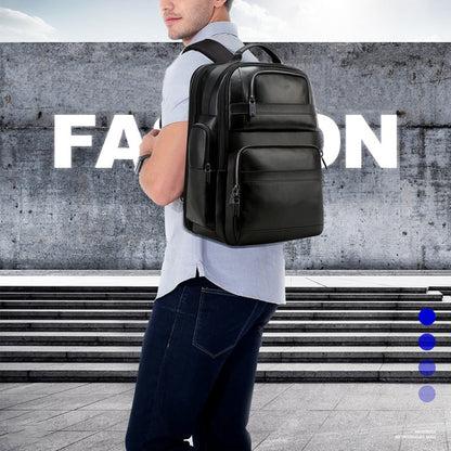 Bopai 851-019811 Large Capacity Anti-theft Waterproof Leathar Backpack Laptop Tablet Bag for 15.6 inch and Below, with USB Charging Port, 851-019811