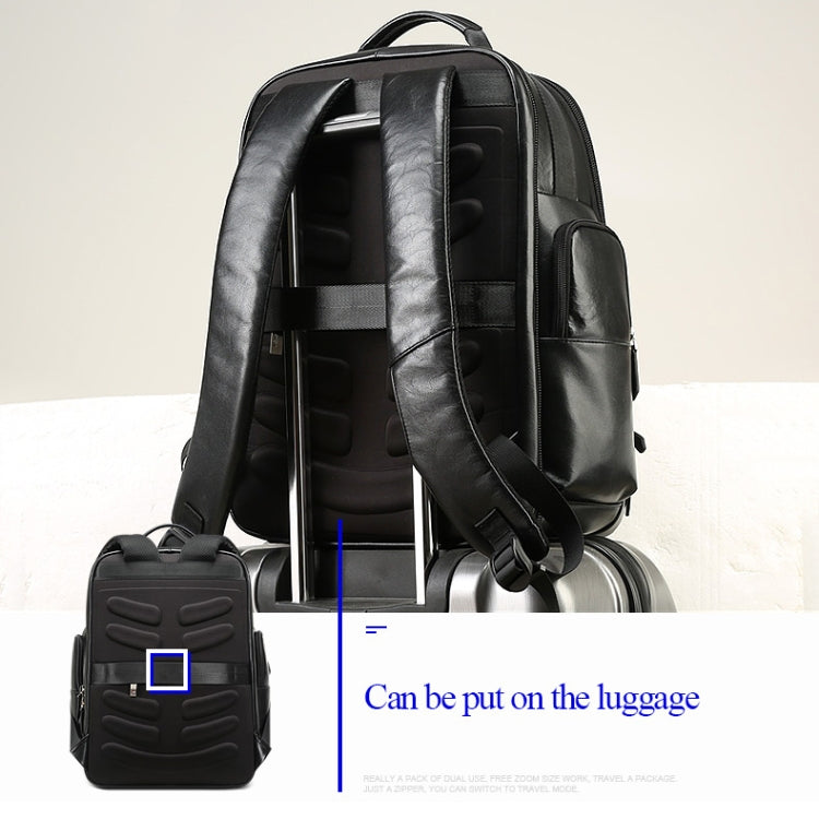 Bopai 851-019811 Large Capacity Anti-theft Waterproof Leathar Backpack Laptop Tablet Bag for 15.6 inch and Below, with USB Charging Port, 851-019811