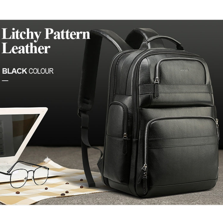 Bopai 851-01981A Top-grain Leather Business Travel Anti-theft Man Backpack, Size: 35x26x44cm, 851-01981A