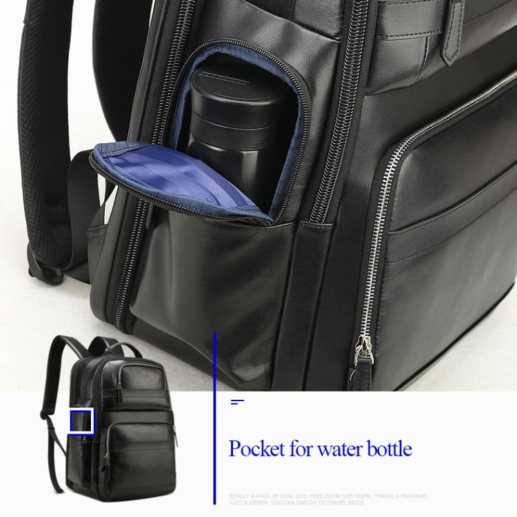 Bopai 851-01981A Top-grain Leather Business Travel Anti-theft Man Backpack, Size: 35x26x44cm, 851-01981A