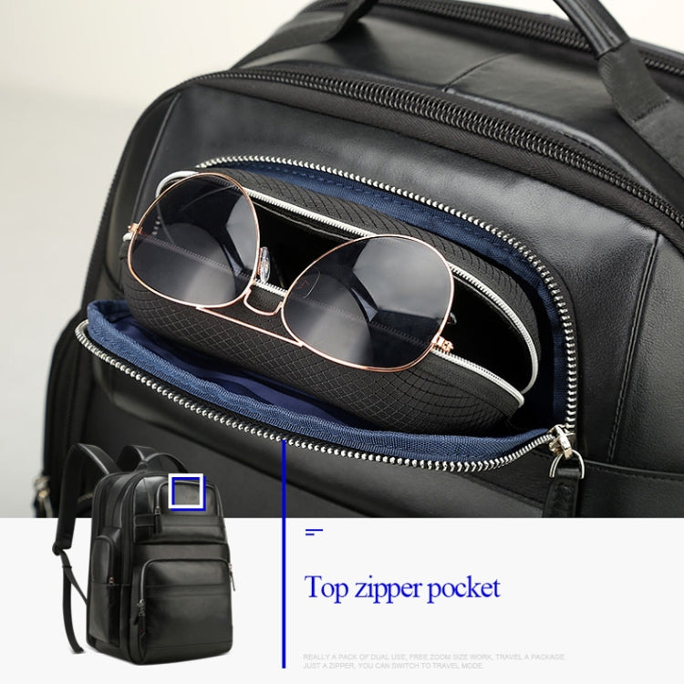 Bopai 851-01981A Top-grain Leather Business Travel Anti-theft Man Backpack, Size: 35x26x44cm, 851-01981A
