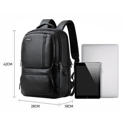 Bopai 851-023911 Top-grain Leather Business Breathable Anti-theft Man Backpack, Size: 28x18x42cm, 851-023911