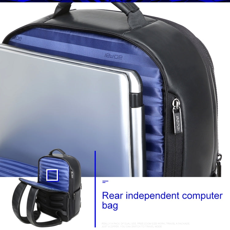 Bopai 851-023911 Top-grain Leather Business Breathable Anti-theft Man Backpack, Size: 28x18x42cm, 851-023911