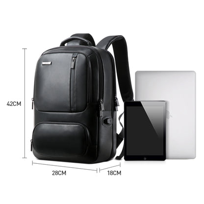 Bopai 851-024011 Top-grain Leather Business Breathable Anti-theft Man Backpack, Size: 28x18x42cm, 851-024011