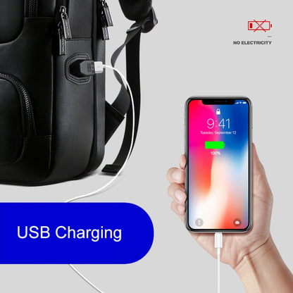 Bopai 851-024011 Top-grain Leather Business Breathable Anti-theft Man Backpack, Size: 28x18x42cm, 851-024011