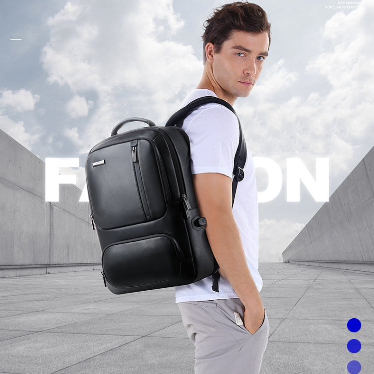 Bopai 851-024011 Top-grain Leather Business Breathable Anti-theft Man Backpack, Size: 28x18x42cm, 851-024011