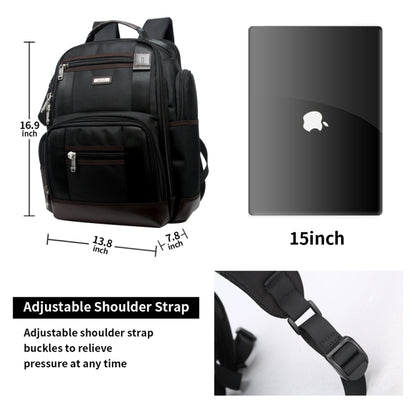 Bopai 11-85301 15.6 inch Large Capacity Multi-layer Zipper Bag Design Breathable Laptop Backpack, Size: 35 x 20 x 43cm, 11-85301