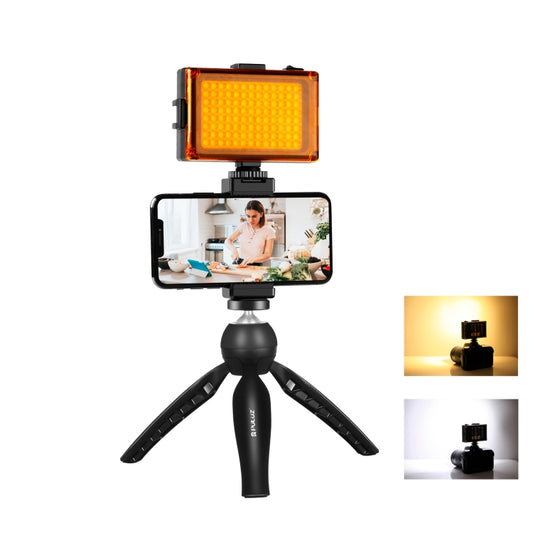 PULUZ Live Broadcast Smartphone Video Light Vlogger Kits with LED Light + Tripod Mount + Phone Clamp Holder, LED + Tripod + lamp