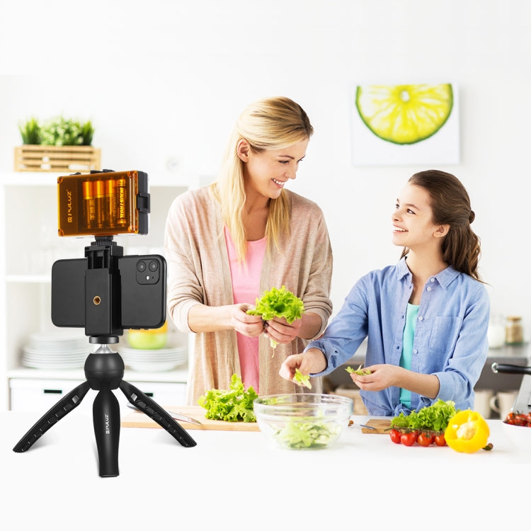 PULUZ Live Broadcast Smartphone Video Light Vlogger Kits with LED Light + Tripod Mount + Phone Clamp Holder, LED + Tripod + lamp