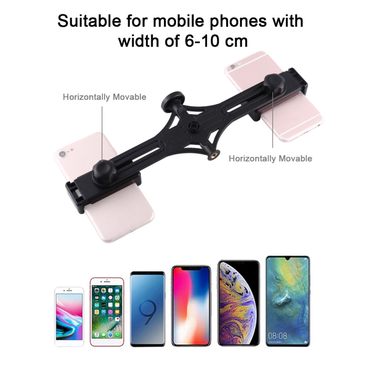 PULUZ Live Broadcast Dual Phone Brackets Horizontal Holder for iPhone, Galaxy, Huawei, Xiaomi, Sony and Other Smart Phones, Dual Phone Bracket