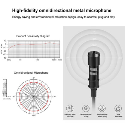 PULUZ 1.5m 3.5mm Jack Lavalier Wired Condenser Recording Microphone, 1.5m 3.5mm Jack