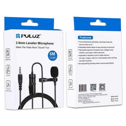 PULUZ 3.5mm Jack Lavalier Omnidirectional Condenser Recording Video Microphone, Length: 6m, Lavalier Microphone