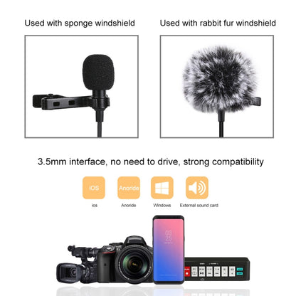 PULUZ 3.5mm Jack Lavalier Omnidirectional Condenser Recording Video Microphone, Length: 6m, Lavalier Microphone