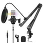 PULUZ Studio Broadcast Professional Singing Microphone Kits with Suspension Scissor Arm & Metal Shock Mount & USB Sound Card, Microphone Kits (Black), Microphone Kits (Gold), Microphone Kits (Silver)