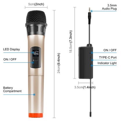 PULUZ UHF Wireless Dynamic Microphone with LED Display, UHF