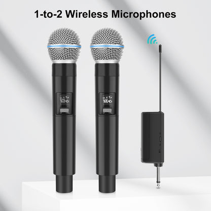 PULUZ 1 To 2 Wireless Microphones with LED Display, 6.35mm Transmitter