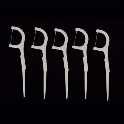 50 PCS Tooth Pick with Thread Wide Type ABS Dental Floss, 50 PCS