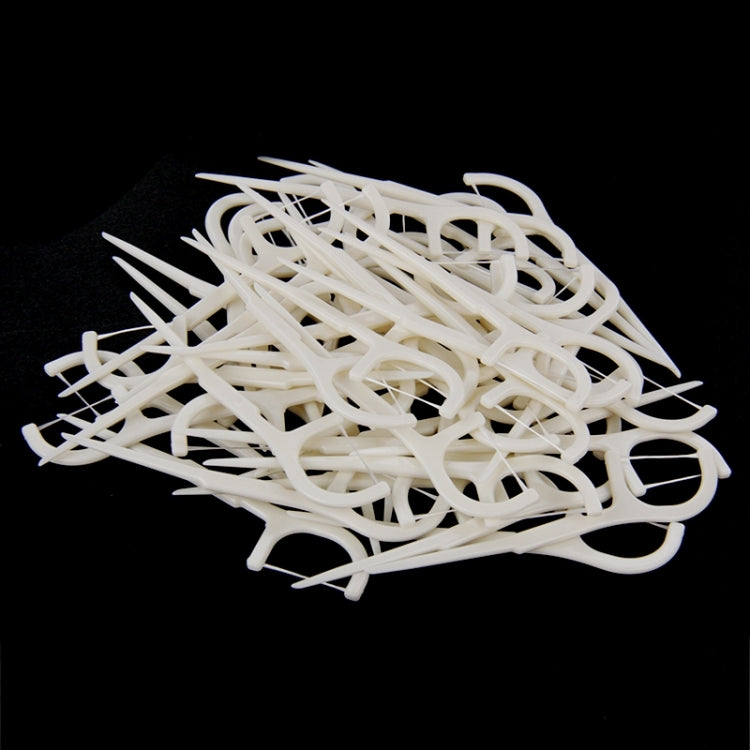 50 PCS Tooth Pick with Thread Wide Type ABS Dental Floss, 50 PCS