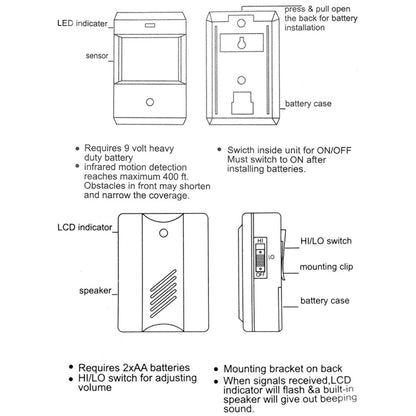 F622-108 Electro Guard Watch IR Remote Detection System / Wireless Doorbell, Electro Guard