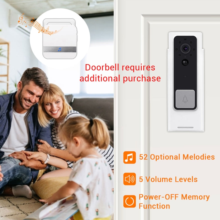 B10 52 Chimes 110dB Doorbell Receiver Low Power Consumption Home Door Tools, US Plug, AC 90-260V, B10 Black US Plug, B10 White US Plug, B10 Gold US Plug