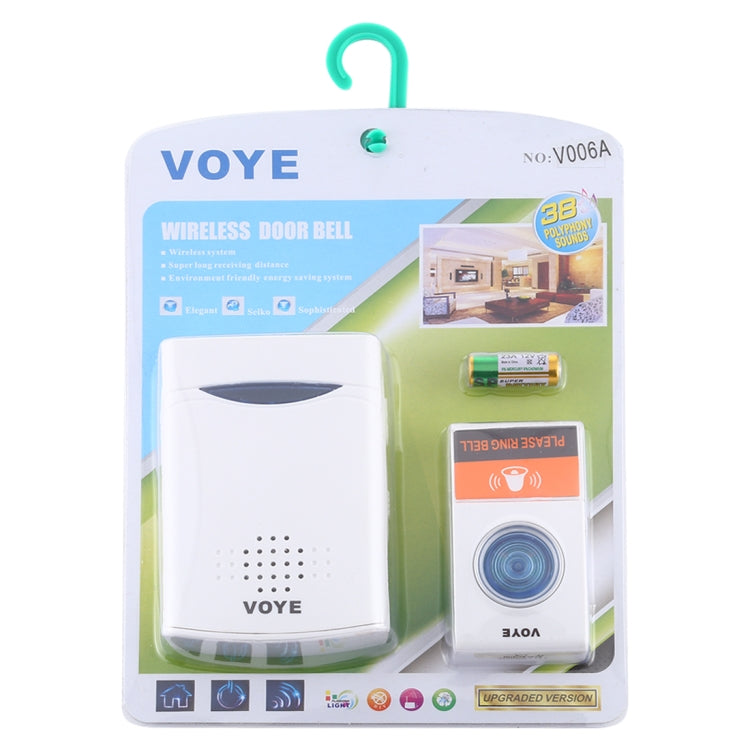 VOYE V006A Home Music Remote Control Wireless Doorbell with 38 Polyphony Sounds, V006A