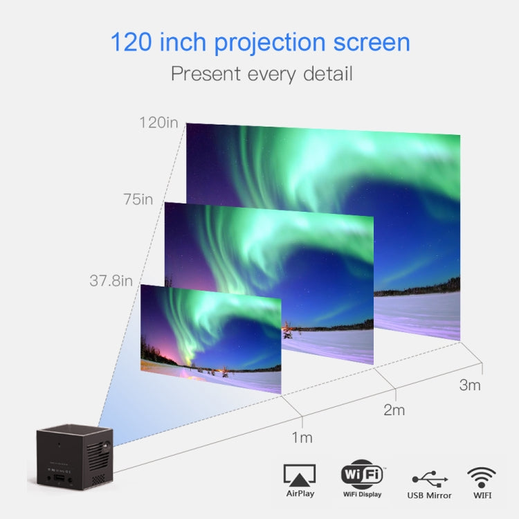 C80 DLP portable HD Projector 120-inch Giant Screen Projector Blu-ray 4K, Android 7.1.2, 2GB + 16GB, EU Plug, US Plug, UK Plug, AU Plug