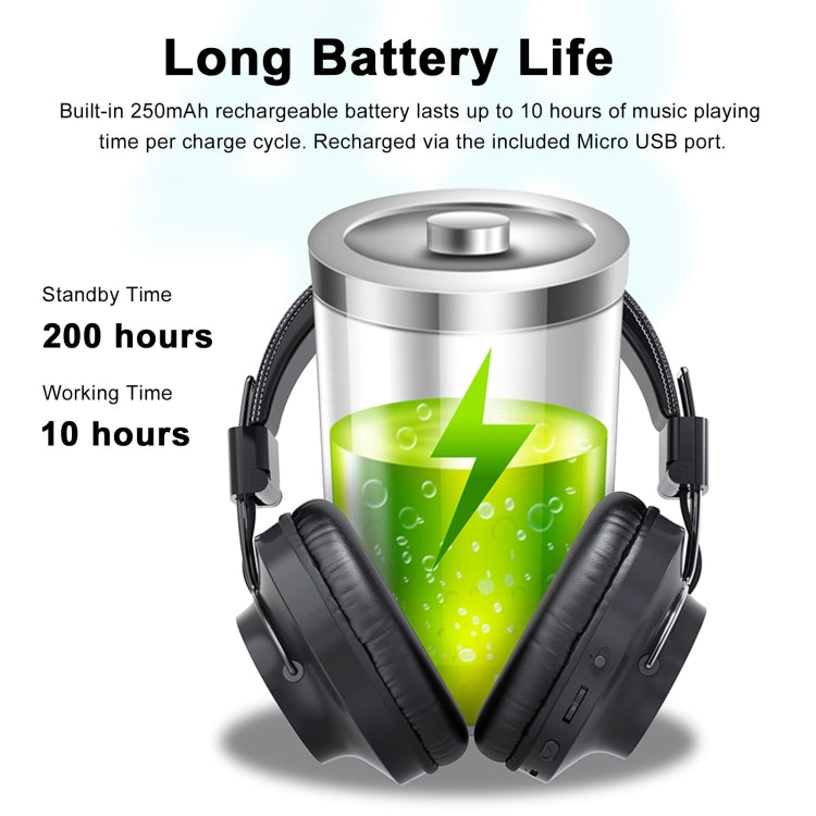 S4000 Foldable Wireless Stereo Music Headset with Mic 3.5mm AUX-in / TF Card / FM