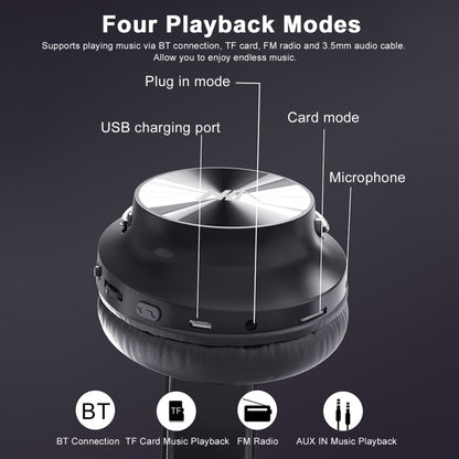 S4000 Foldable Wireless Stereo Music Headset with Mic 3.5mm AUX-in / TF Card / FM