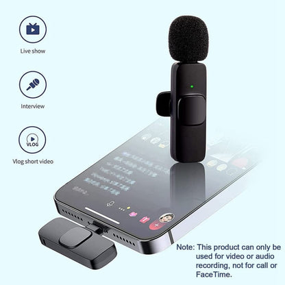 K9 Wireless Clip-on Auto-Sync Noise Cancelling Live Mini Microphone with 8-Pin Receiver, K9IP-1