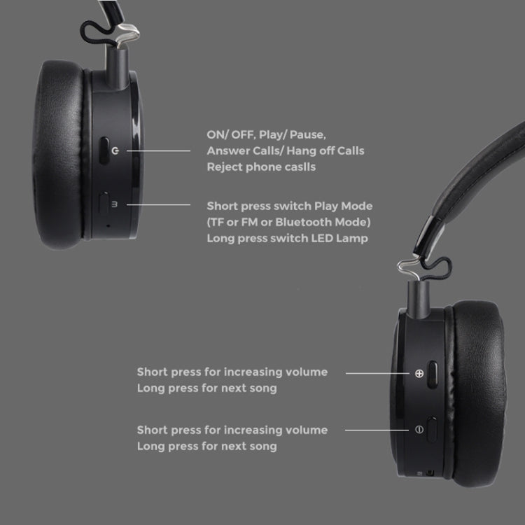 Kingkong Bluetooth Wireless RGB Luminous Gaming Headset with Mic Support TF/FM Radio
